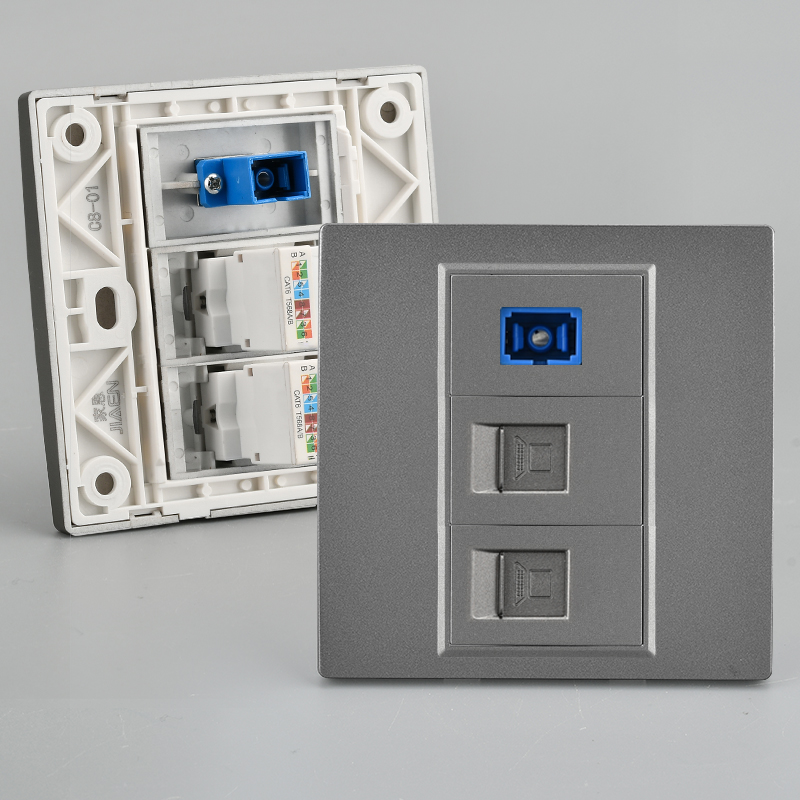 移动联通sc光纤口网线插座二位网络接口面板水晶头直插直通网口