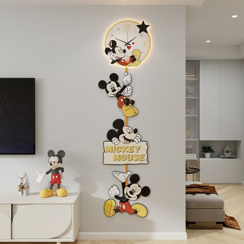 卡通米奇钟表挂钟客厅22新款电视背景墙装饰画玄关过道挂画