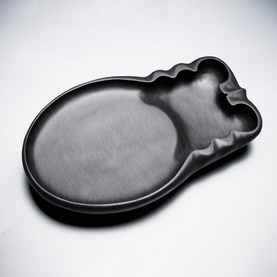 万石君国家非遗安徽歙砚精品水波纹天然仿古三足蝉砚原装书法用品