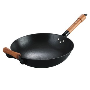 陆川龟纹生铁锅铸铁锅炒锅家用老式无涂层粘锅中福已锅