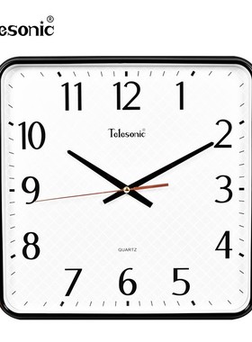 ELEONI天王星时尚方形挂钟客厅石英钟静音卧室书房时钟表