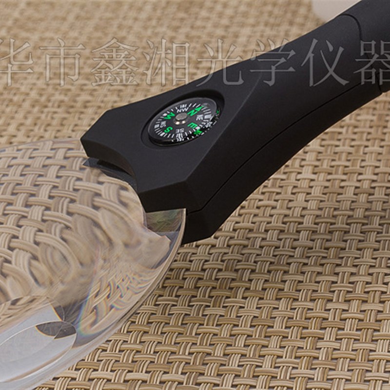 上海雷祈超大号135mm手持式带3个LED 指南针高档放大镜 607