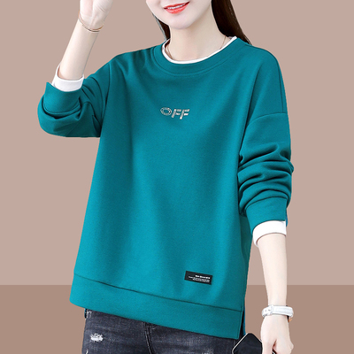 圆领女士卫衣春秋2025新款时尚爆款女装假两件上衣小个子洋气长袖