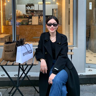 驼色双面羊绒大衣女2021冬季新款韩版修身中长款宽松过膝毛呢外套