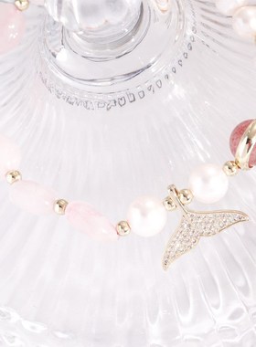 淡水珍珠手链女简约紫晶草莓晶粉晶手串紫水晶简约闺蜜爱情手饰