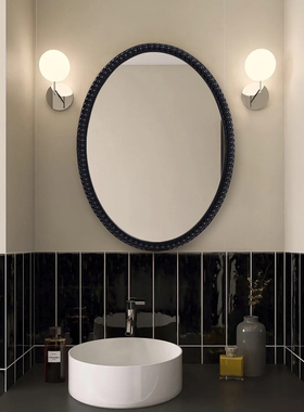 艺术装饰镜 北欧轻奢椭圆化妆镜子欧式LMED除雾洗手间装饰镜