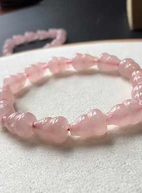 天然粉晶葫芦手串 粉水晶福禄单圈手链男女款旺桃花简约礼物饰品