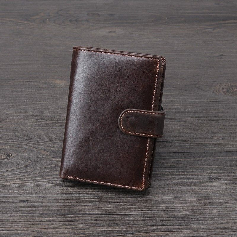 新款男士钱包多卡位油皮复古休闲短款零钱包头层真皮男包折叠
