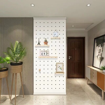 洞洞板隔断衣柜侧板简约现代客厅入户玄关衣柜遮挡实木置物架定制