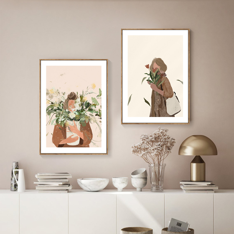 抽象人物装饰画咖啡厅时尚壁画y卧室床头少女墙画服装店女装店挂图片