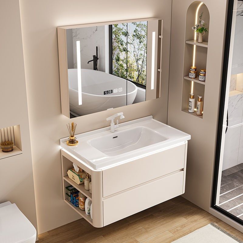 奶油风浴室柜组合陶瓷一体盆卫生间洗漱台洗手池洗脸盆柜组合储物,家装主材,浴室柜组合,淘宝优惠券,粉丝福利购,淘宝优惠卷