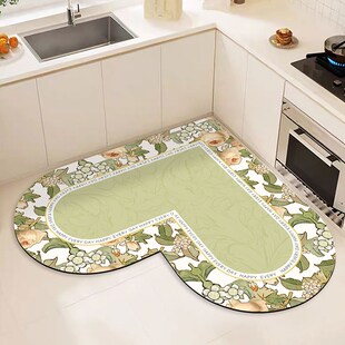 清新花卉夏季新款厨房地垫吸水速干好打理地面保护垫防滑垫子