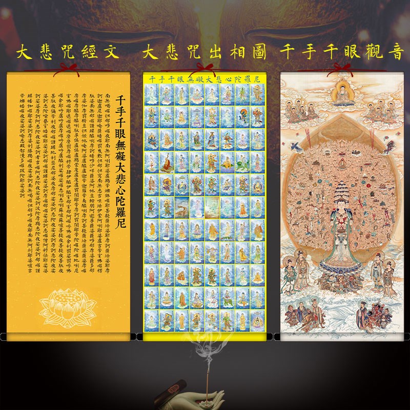 大悲咒出相图经文图解p千手千眼无碍大悲心陀罗尼佛画佛堂卷轴挂