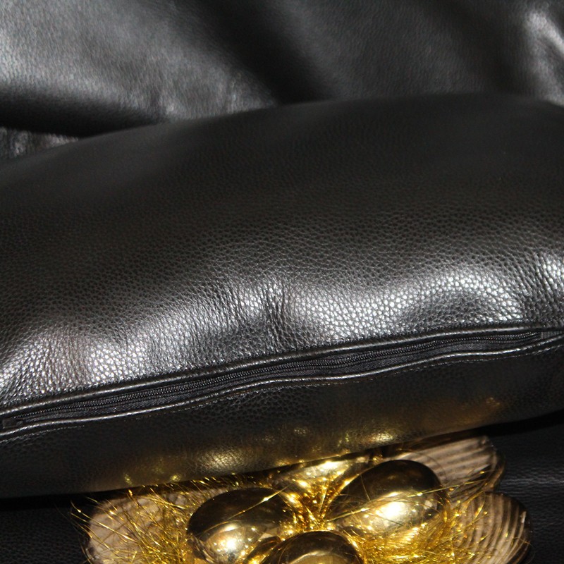 双面全真皮沙发抱枕靠垫 纯皮意式轻奢客厅真皮羽绒高档奢华腰垫