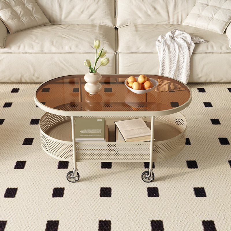 奶油风椭圆形创意玻璃小茶几现代小户型客厅家用小桌子,住宅家具,茶几,淘宝优惠券,粉丝福利购,淘宝优惠卷