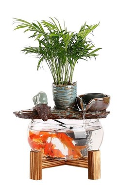 小型鱼缸自动循环流水转运生财桌面喷泉创意业送礼