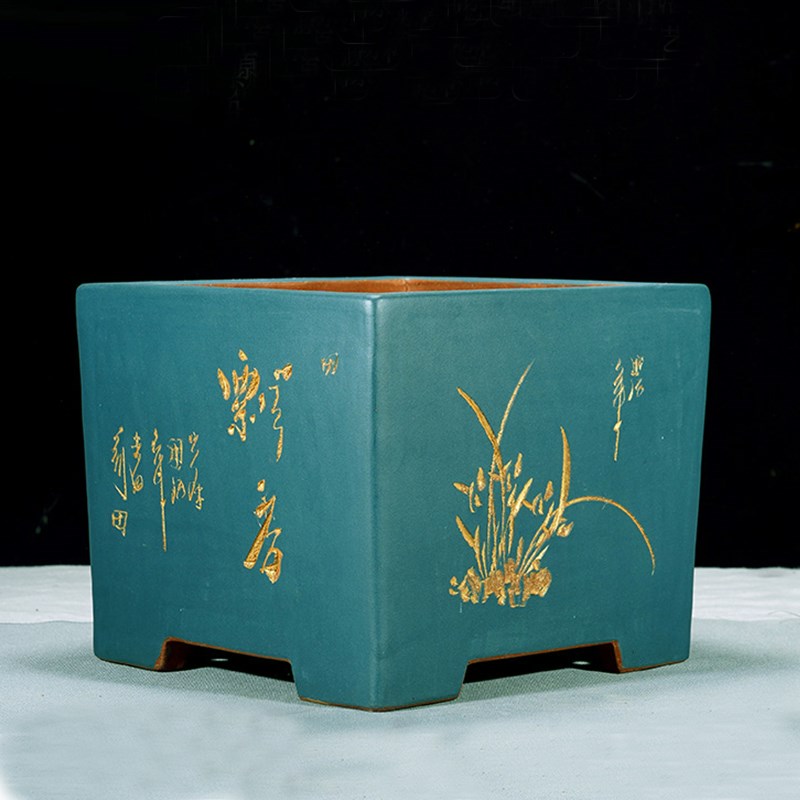 四方紫砂花盆特大号室内盆栽客厅盆景花盆阳台种树正方形陶瓷花盆