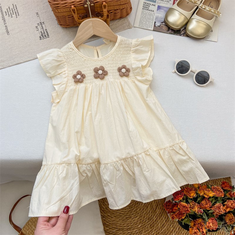 女童连衣裙2024新款夏季薄款棉布裙宝宝清新洋气时尚飞袖公主裙子