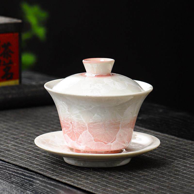 德化结晶釉陶瓷三才盖碗茶杯中式大号泡茶器敬茶碗功夫茶具可印字