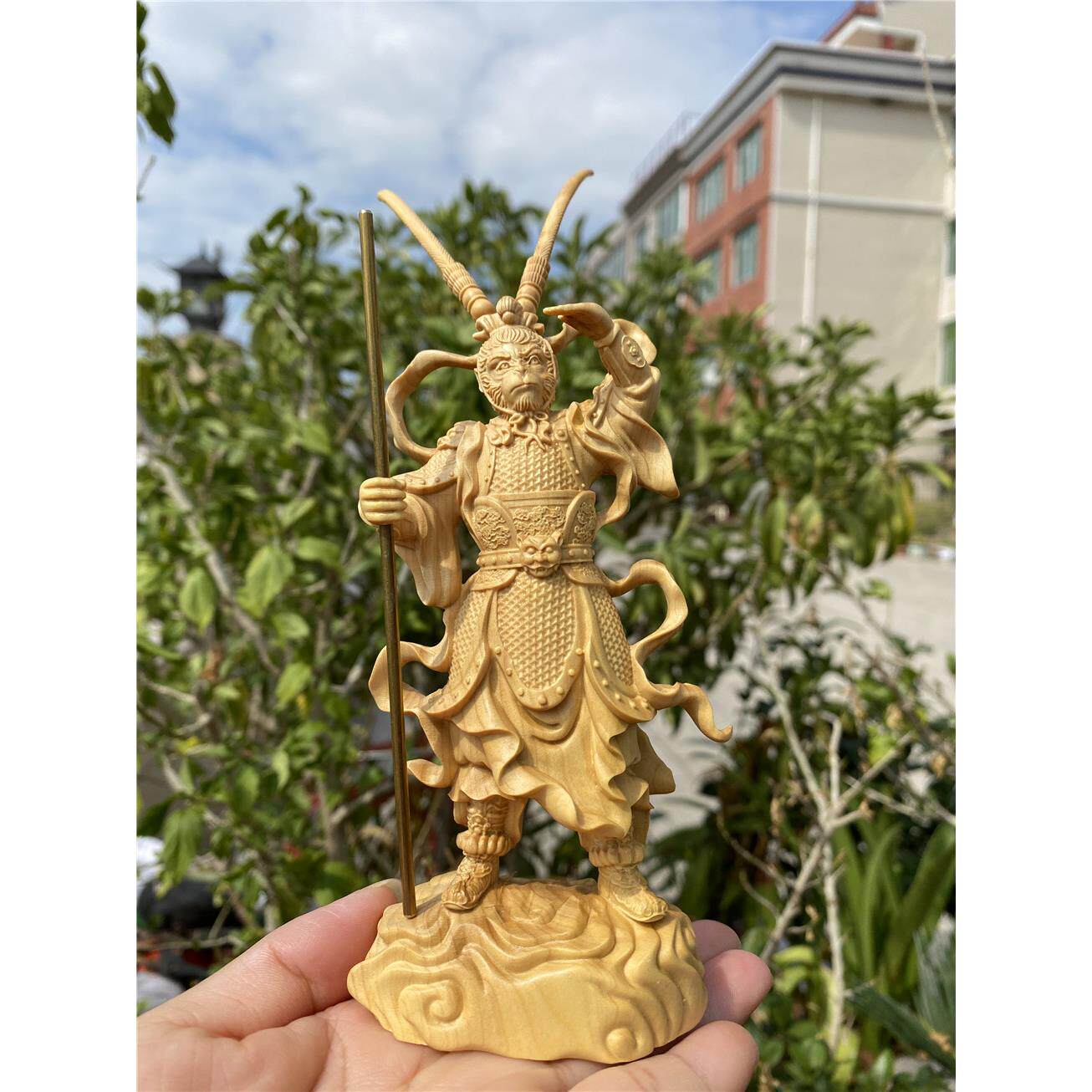 崖柏黄杨木雕刻齐天大圣孙悟空工艺礼品摆饰新中式家居装饰摆件收