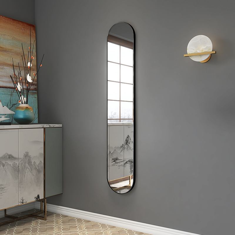 长条窄镜子穿衣镜带框壁挂超窄试衣镜小户型装饰镜全身镜贴墙镜子