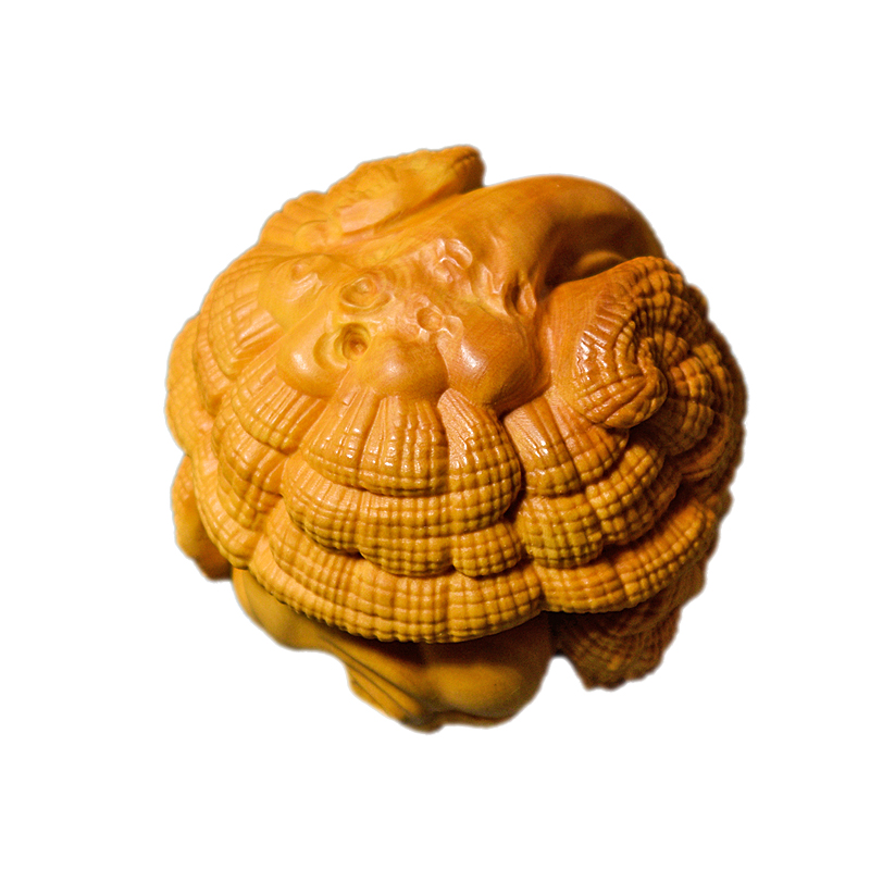 木雕黄杨木雕长寿灵芝球摆把玩件保健球男士实木手把件女送礼