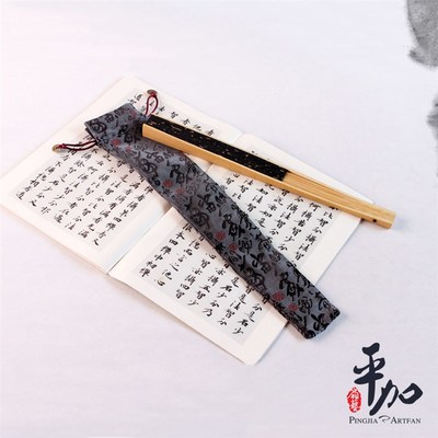 文玩折扇平加扇艺 水磨玉竹乌金扇洒金黑折扇扇子扇骨 9寸