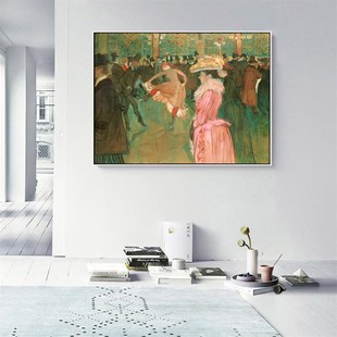 红磨坊罗特列人物油画复古装饰画书房酒吧壁挂画无框画海报画