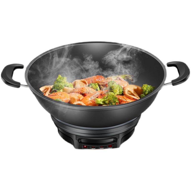 电炒锅多功能家用电热锅铸铁电锅爆炒蒸煮炒煎炸一体式插电炒锅