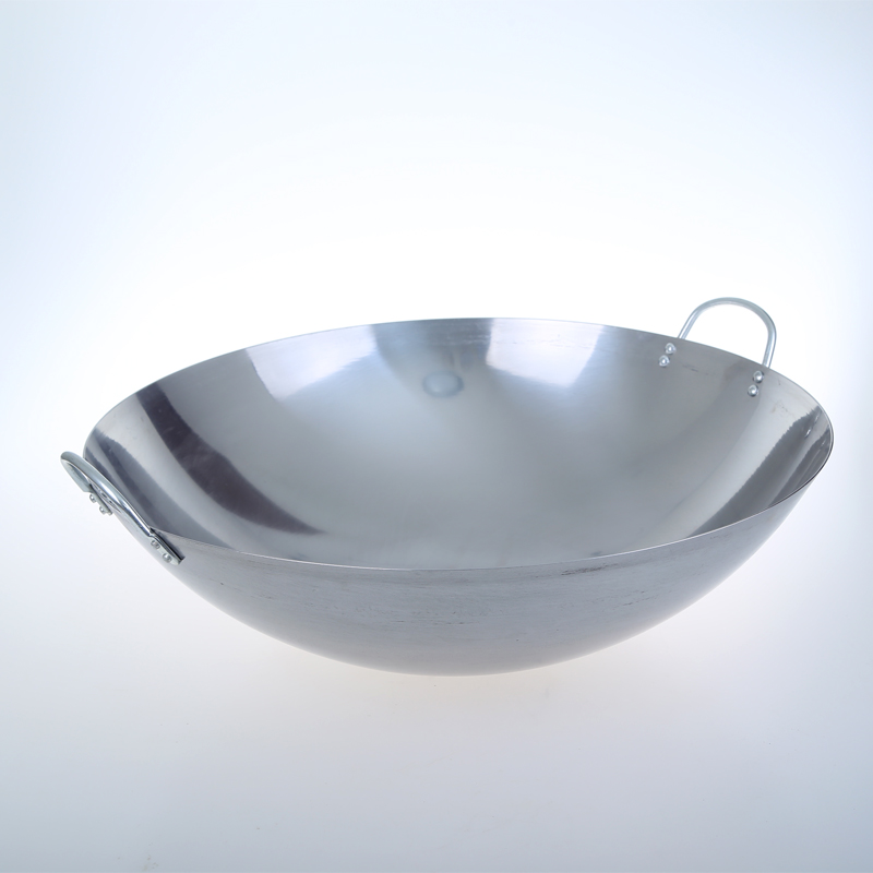 酒店食堂饭店专用加厚双耳不锈钢炒锅边锅熟铁锅大锅36-80cm