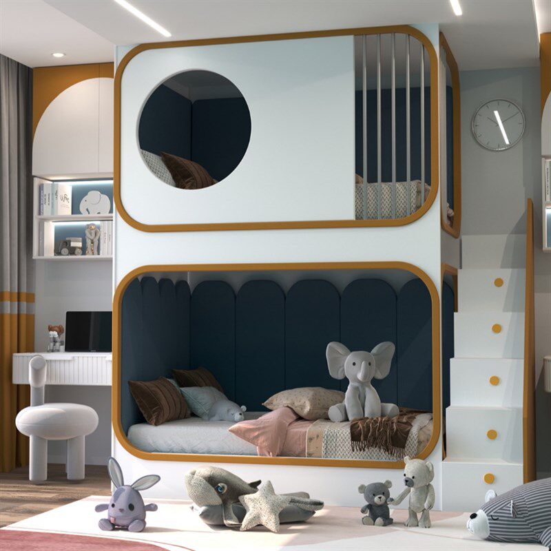 创意现代层上下高低床定制小户型姐妹树屋床二胎城堡公滑梯床