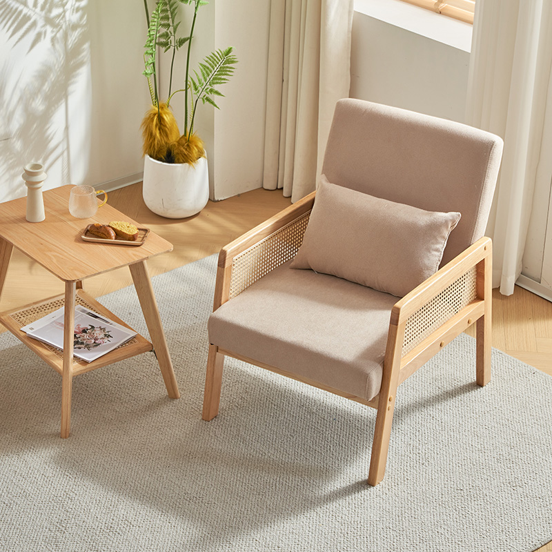 咖啡厅沙发度假房藤编沙发休闲民宿别墅接待会客单人沙发椅子