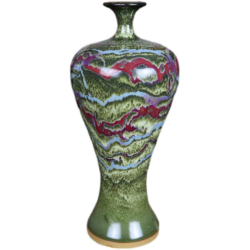 禹州钧瓷花瓶家居装饰客厅中式陶瓷摆件插花器窑变淑女丽人瓶