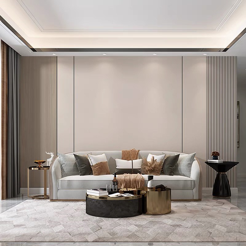 电视背景墙壁木纹床头22酒店d格栅客厅壁布现代奶油风墙布