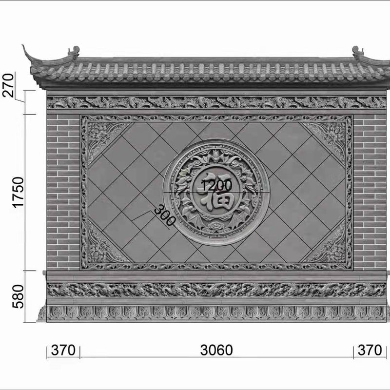 仿古古建砖雕浮雕 中式影壁墙照壁墙围墙迎宾墙装饰 支持定制雕刻