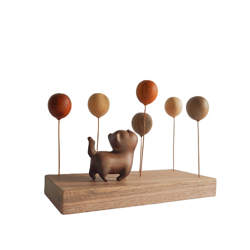手作傲娇猫实木气球木制猫咪元素女生中控台车载装饰木质摆件