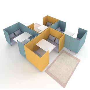 背屏风图书馆沙发办公室大厅接待休闲会客洽谈沙发包围卡座