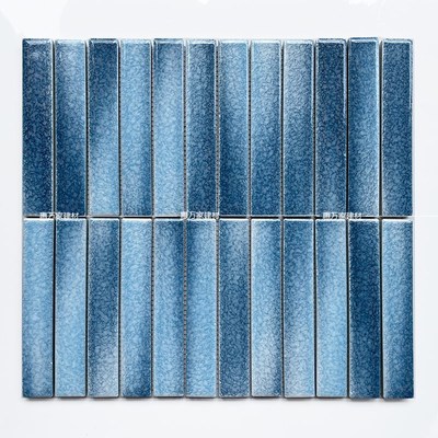 复古长条绿色马赛克瓷砖卫生间浴室墙砖餐厅背景吧台墙装饰主材