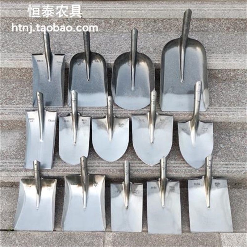 铁锹农用尖锹方锹煤锹平头圆头铲子淬火锰钢小锹头加厚挖土沟铁掀图片