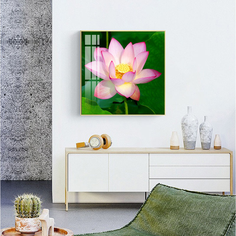 莲花装饰画卧室床头挂画餐厅饭厅壁画现代简约荷花走廊过道墙面画图片