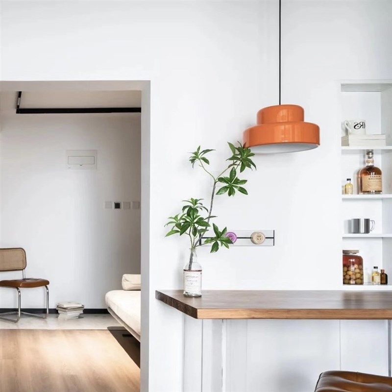 橙色吊灯侘寂吧台单头中古咖啡厅锅盖银色,家装灯饰光源,餐厅吊灯,淘宝优惠券,粉丝福利购,淘宝优惠卷