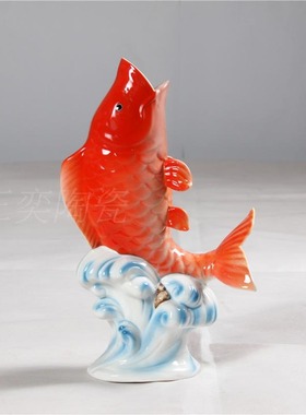 鲤鱼花瓶珐琅瓷送礼花瓶现代陶瓷实用家居工艺装饰品