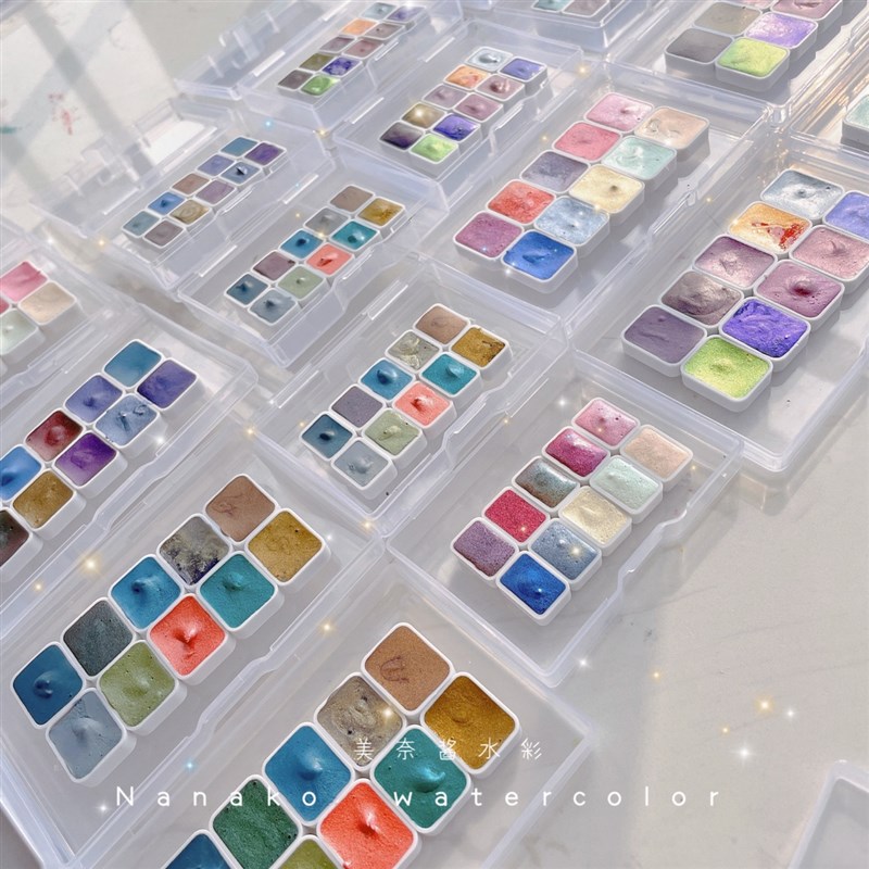 视爵云母变色龙分层色手绘美甲珠光水彩颜料分装珠光带闪娃娃上色