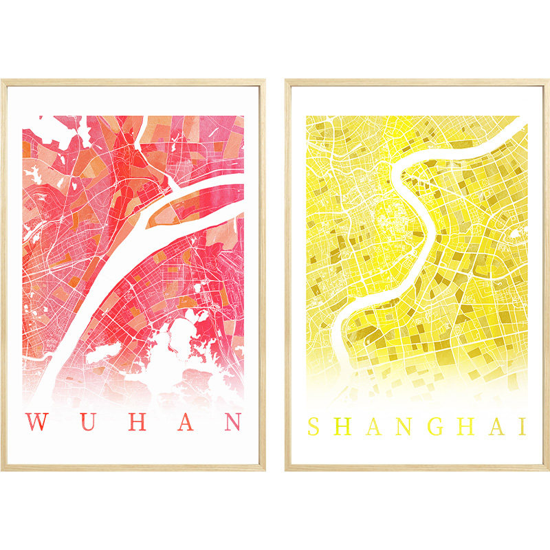 贝彩色水彩城市地图装饰画客厅挂画现代画玄关墙面壁画,家居饰品,现代装饰画,淘宝优惠券,粉丝福利购,淘宝优惠卷