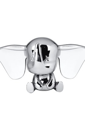 现代银色黑色小飞象雕塑样板房售楼处玄关客厅雕塑台饰品