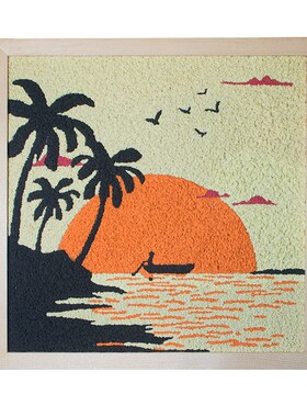 非遗纸浆画di风景晚霞海岸材料包数字油画填色画学生手工木画框