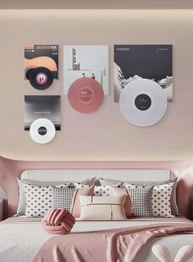 客厅沙发背景墙装饰画实物雕刻卧室挂画床头黑胶唱片