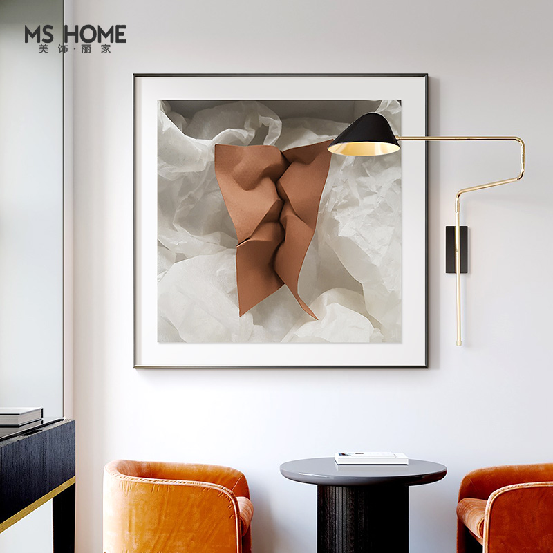 抽象轻奢简约现代创意圆形挂画方形装饰画客厅沙发背景墙饭厅壁画图片