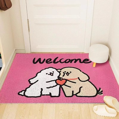 入户门地垫喜庆线圈线条耐脏进门丝圈小狗福到大门口玄关耐磨地毯