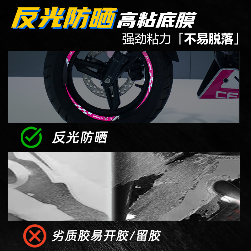 适用春风XO狒狒赛车手改装轮毂反光贴花新款贴花轮圈钢圈防水贴纸